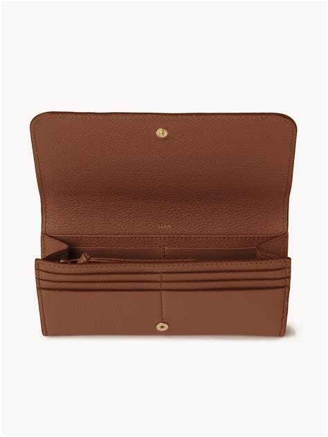 Marcie long wallet with flap in grained leather 